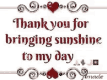 thank you thanks hearts thank you for bringing sunshine to my day sparkle