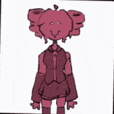a cartoon drawing of a girl with a pink head