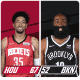 a rockets player and a brooklyn player are shown