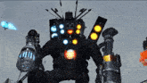a large robot with saudi filmmaker written on the bottom