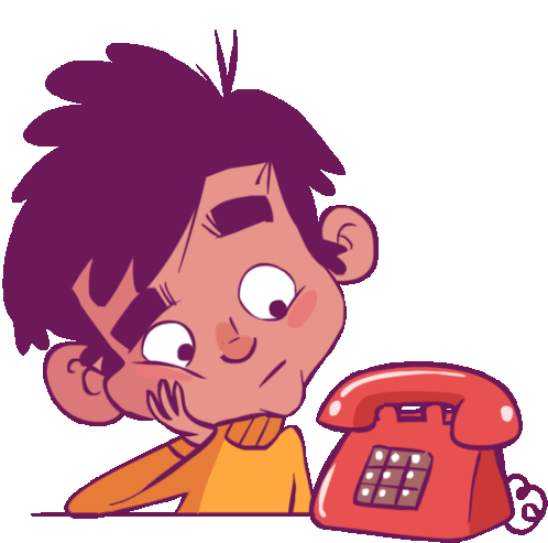 Boy Watching Rotary Phone Sticker - Luluand Jazz Waiting Bored Stickers