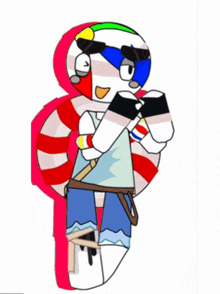 a cartoon character with sunglasses and a backpack