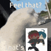 a cartoon of a man carrying another man with the caption " feel that "