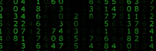 green numbers on a black background with a few numbers missing