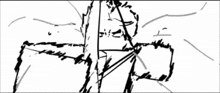 a black and white drawing of a brush stroke on a black background