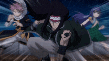 a group of fairy tail characters are running in a line