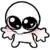 a drawing of a cartoon character with big eyes and a star on his chest .
