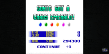 a video game screen that says sonic got a chaos emerald on it