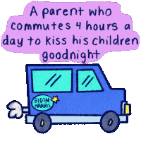 A Parent Who Commutes4hours A Day Kiss His Children Goodnight Sticker - A Parent Who Commutes4hours A Day Kiss His Children Goodnight Be With Them In The Morning Stickers
