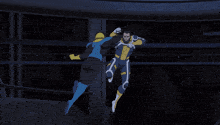 a man in a superhero costume with the letter o on his chest is flying through the air