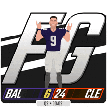 a football player wearing a purple jersey with the number 9