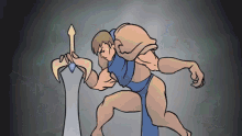 a cartoon of a man holding a sword