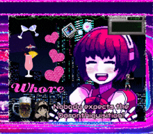 a picture of a girl with the words whore nobody expects the dorothquistion