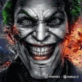 a close up of a joker 's face with hailuo ai on the bottom