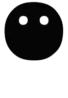 a black circle with two white circles on it on a white background .