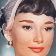 a close up of a woman 's face with a white headband