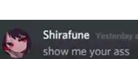 a screenshot of a discord chat with a picture of a girl and the text show me your ass .