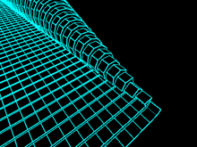 a computer generated image of a blue and black grid on a black background
