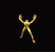 a pixel art of a statue with fire coming out of it