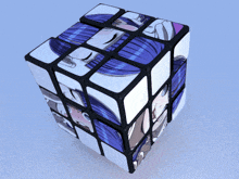 a rubik 's cube with a picture of a girl with purple hair