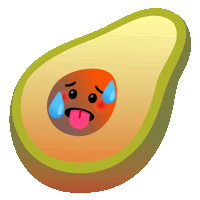 a cartoon of an avocado with sweat coming out of it 's face