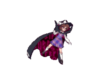 a pixel art of a girl riding on the back of a panda .