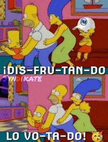 a cartoon of homer simpson and marge simpson with a pan hat
