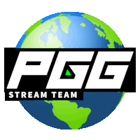 a logo for pgg stream team with a globe
