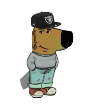 a cartoon character wearing a raiders hat