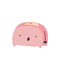 a cartoon illustration of a toaster with a slice of bread sticking out of it