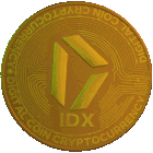 a green coin that says digital coin crypto currency idx