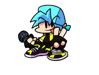 a cartoon character is holding a microphone and wearing a yellow and black outfit .