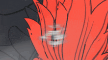 a drawing of a person 's head with red feathers coming out of it