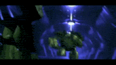 a pixelated image of a person standing in front of a large explosion