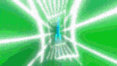 a green background with white lines and a blue object in the center