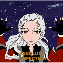 a drawing of a girl with the words absolute perfection written on the bottom