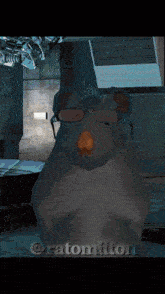 a computer generated image of a rat wearing glasses and the name ratomilton