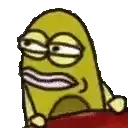 a close up of a cartoon character with a funny face .