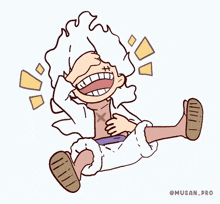 a cartoon of a person laughing with a cross on their chest