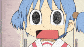 a close up of a cartoon character with a surprised expression on her face