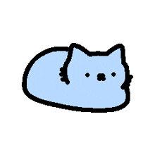 a pixel art drawing of a blue cat laying down on a white background