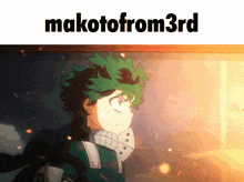 a picture of makoto from 3rd with a picture of a boy with green hair