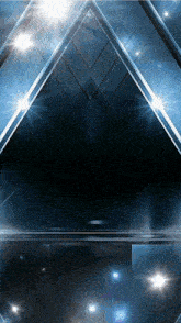 a dark blue background with a triangle in the middle of it