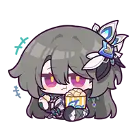 a cartoon drawing of a girl eating popcorn with a flower in her hair