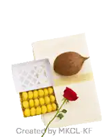 a gratitude card with a box of lemons and a red rose
