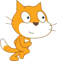 a cartoon drawing of an orange cat with a white nose
