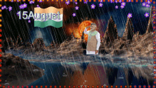 15august Flag Of India GIF - 15august Flag Of India Rainy Weather GIFs