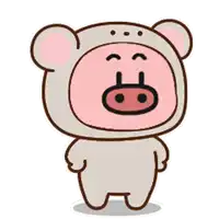 a cartoon pig is wearing a bear costume and standing on its hind legs .