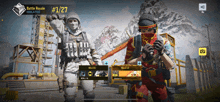 two soldiers standing next to each other on a battle royale game screen
