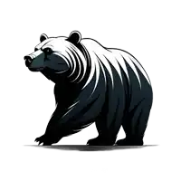 a black and white drawing of a bear with a white background